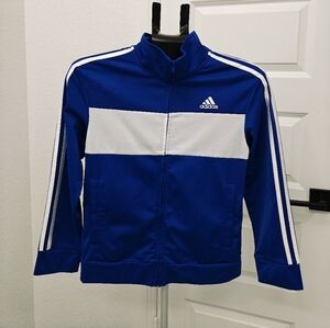Adidas Youth Track Jacket Blue & White Size 10/12 – Very Good Condition